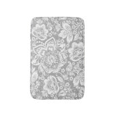 Tapis De Bain Blanc Sur Gris Baroque Damas (Devant (Vertical))