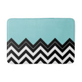 Tapis De Bain Blanc Turquoise clair Noir Zigzag Motif (Devant)