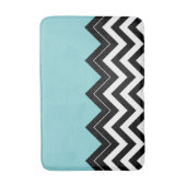 Tapis De Bain Blanc Turquoise clair Noir Zigzag Motif (Devant (Vertical))