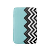 Tapis De Bain Blanc Turquoise clair Noir Zigzag Motif (Devant (Vertical))