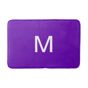 Tapis De Bain Blanc violet clair monogramme
