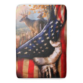 Tapis De Bain Blanche Drapeau Américain De Cerf, (devant Vertical)