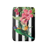 Tapis De Bain Blancs Et Noirs Avec Fleurs Et Parrot (Devant (Vertical))