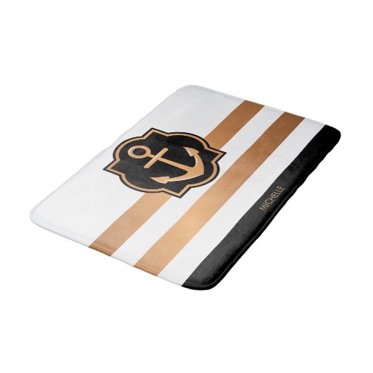 Tapis De Bain Blancs noirs et dorés (Angle)