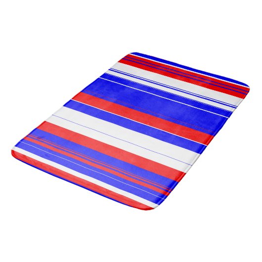 Tapis De Bain Blancs rouges et bleus (Angle)