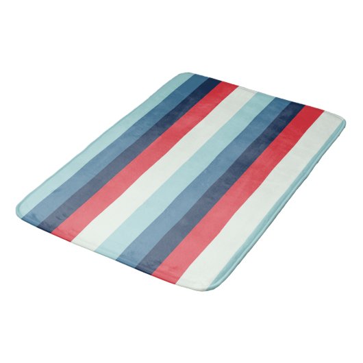 Tapis De Bain Blancs rouges et bleus (Angle)