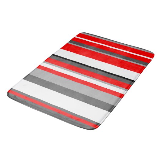 Tapis De Bain Blancs rouges et gris (Angle)