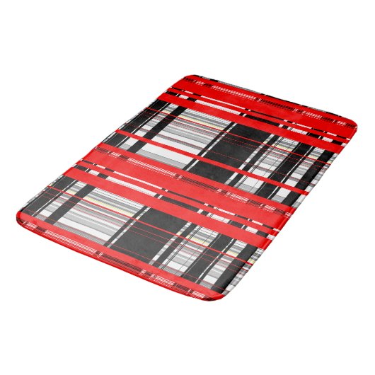 Tapis De Bain Blancs rouges et noirs (Angle)