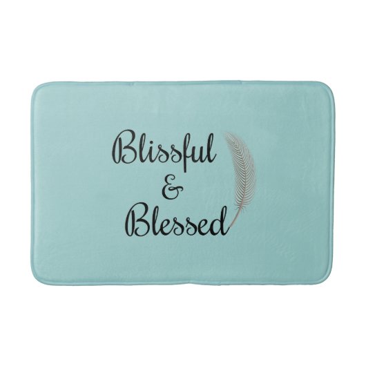 Tapis De Bain Blessful & bénie plume bleu turquoise natte (Devant)