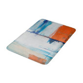Tapis De Bain Bleu Abstrait et art moderne orange (Angle)