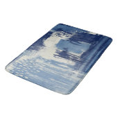 Tapis De Bain Bleu Abstrait et ivoire (Angle)