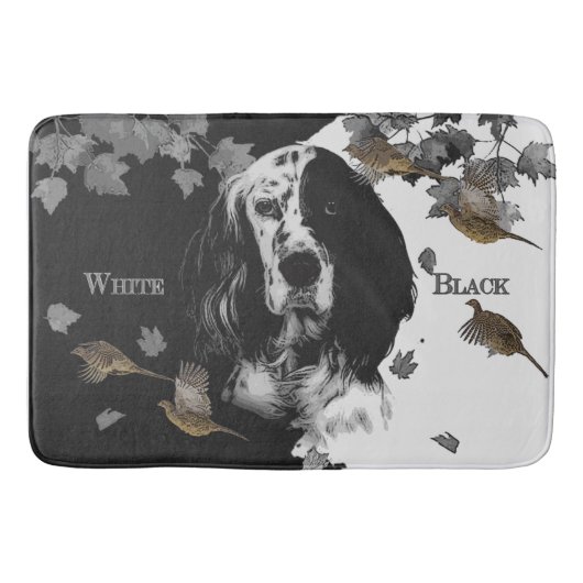 Tapis De Bain Bleu anglais noir et blanc (Devant)