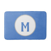 Tapis De Bain Bleu Barbeau Blanc Monogramme Argent (Devant)