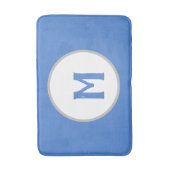 Tapis De Bain Bleu Barbeau Blanc Monogramme Argent (Devant (Vertical))