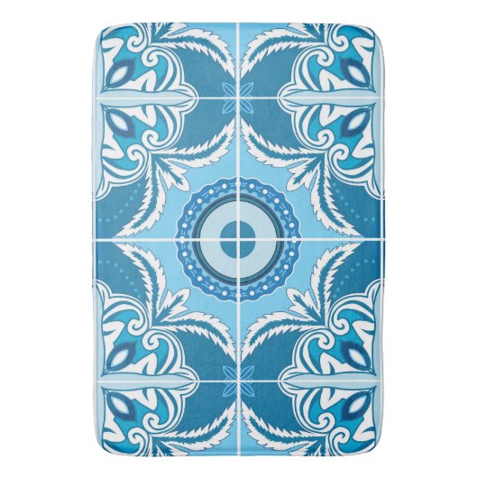 Tapis De Bain 💙 bleu 🤍 blanc (devant Vertical)