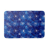Tapis De Bain Bleu Blanc Abstrait Fleurs florales (Devant)