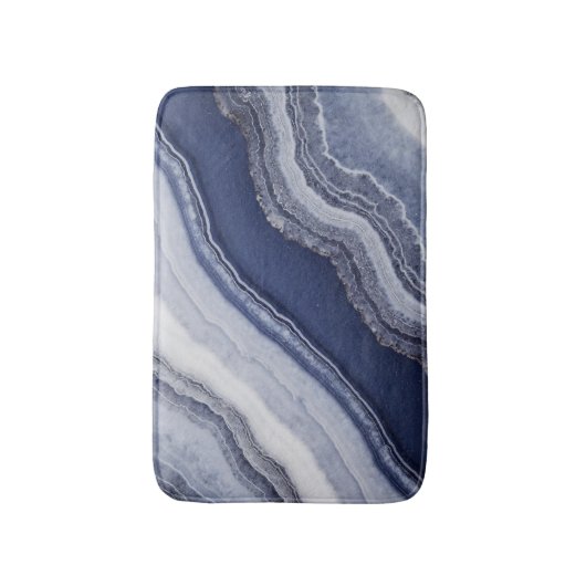 Tapis De Bain Bleu blanc Agate Marbre (Devant (Vertical))