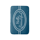 Tapis De Bain Bleu & Blanc Bonjour Belle Mat Bain (Devant (Vertical))