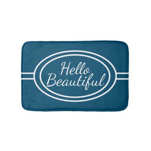 Tapis De Bain Bleu & Blanc Bonjour Belle Mat Bain (Devant)