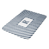 Tapis de bain bleu/blanc initial personnalisé (Angle)