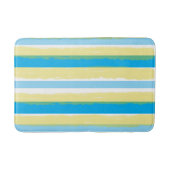 Tapis De Bain Bleu Blanc Jaune Rayures d'Été (Devant)
