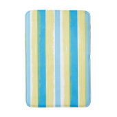 Tapis De Bain Bleu Blanc Jaune Rayures d'Été (Devant (Vertical))