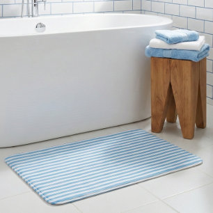Tapis De Bain Bleu Blanc Rayé Fantaisiste Prépa