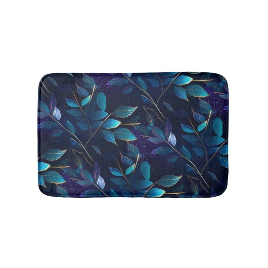 Tapis De Bain Bleu brillant Mat Feuille (Devant)