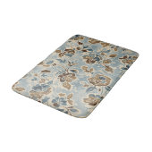 Tapis De Bain Bleu Brun Tan Floral Rustique (Angle)