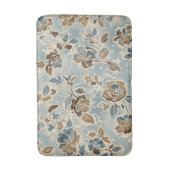 Tapis De Bain Bleu Brun Tan Floral Rustique (Devant (Vertical))
