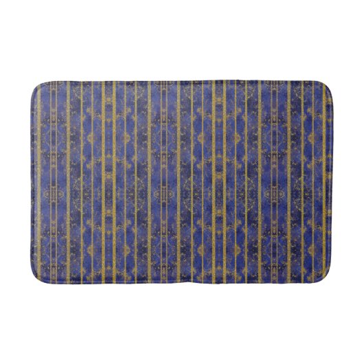 Tapis De Bain Bleu Chic Pailleté Or (Devant)