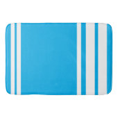 Tapis De Bain Bleu ciel et rayures blanches (Devant)