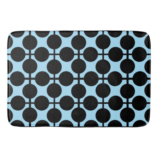 Tapis De Bain Bleu clair avec géométrie noire (Devant)