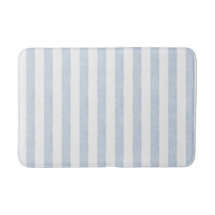 Tapis De Bain Bleu clair blanc côtier rayé scandinave délavé