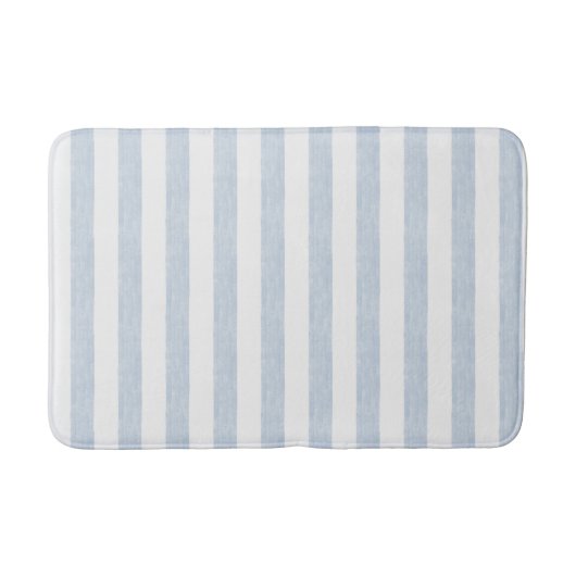 Tapis De Bain Bleu clair blanc côtier rayé scandinave délavé (Devant)