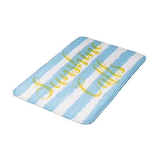 Tapis De Bain Bleu clair Blancs (Angle)