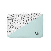 Tapis De Bain Bleu clair et Motif géométrique Monogramme (Devant)