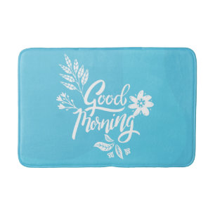 Tapis De Bain Bleu clair pour la typographie du bon matin