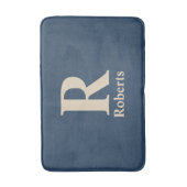 Tapis De Bain Bleu Classique Et Vanille Initial/Premier/Nom De F (Devant (Vertical))