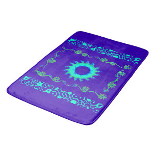 Tapis De Bain Bleu Cyan Royal Bleu Iridescente couleur Art Impri