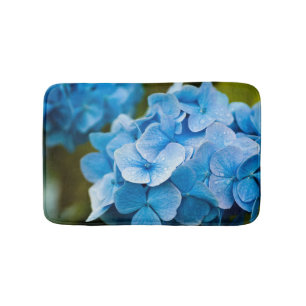 Tapis de bain bleu de fleur d'hortensia