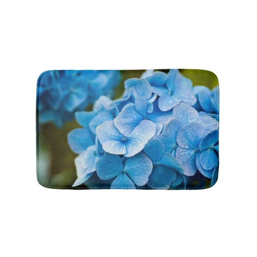 Tapis de bain bleu de fleur d'hortensia (Devant)