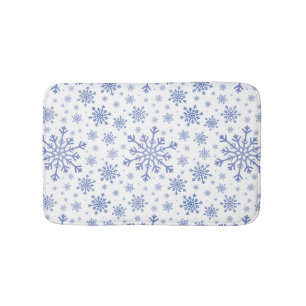 Tapis De Bain Bleu de la marine Flammes de neige de Noël en hive