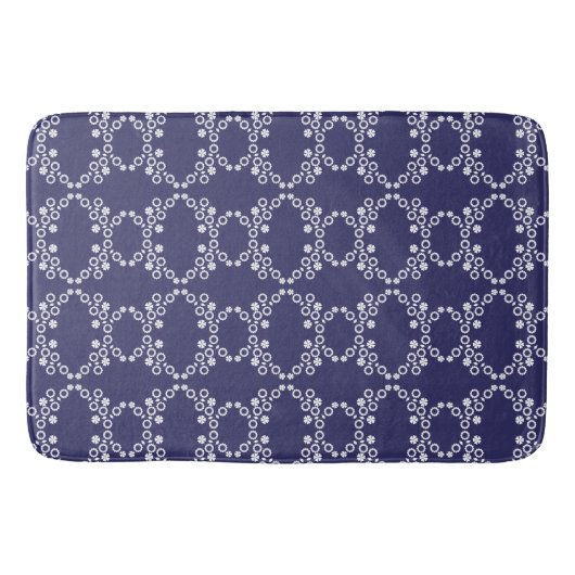 Tapis De Bain Bleu de marine avec mât de bain Motif géométrique  (Devant)