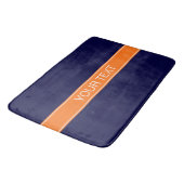 Tapis De Bain Bleu de marine solide,  Citrouille Nom Monogramme (Angle)