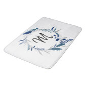 Tapis de bain bleu de monogramme de guirlande (Angle)