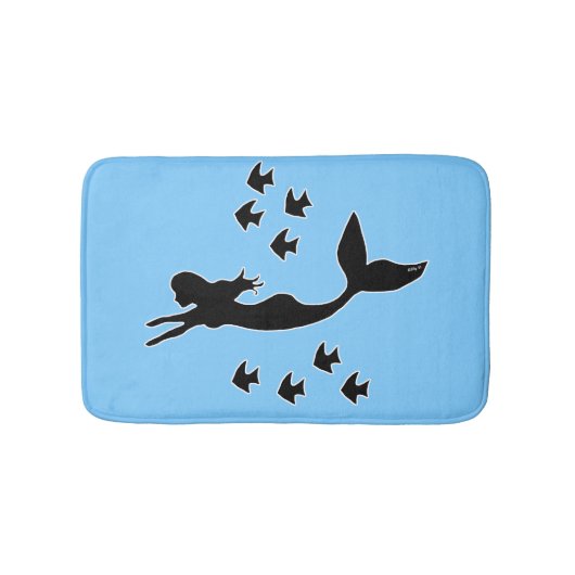 Tapis de bain bleu de silhouette de sirène (Devant)
