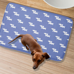 Tapis de bain bleu de teckel