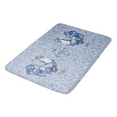 Tapis De Bain Bleu Delft Et Poulet Blanc Rooster (Angle)