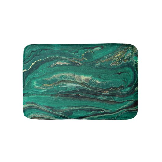 Tapis De Bain Bleu doré Marbling : Art fluide (Devant)